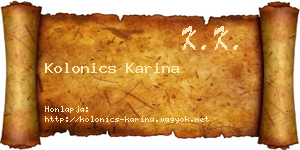 Kolonics Karina névjegykártya